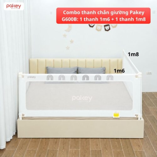 Combo thanh chắn giường 1m6x1m8 Pakey - G600B màu trắng 16 Combo thanh chắn giường 1m6x1m8 Pakey