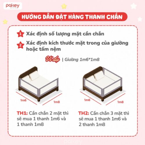 Combo thanh chắn giường 1m6x1m8 Pakey - G600B màu trắng 17 Combo thanh chắn giường 1m6x1m8 Pakey