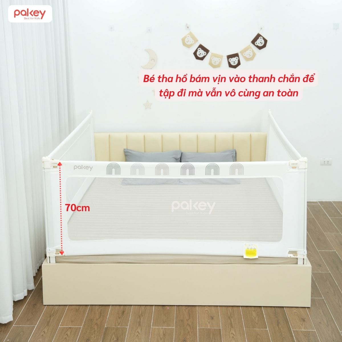 Combo thanh chắn giường 1m6x1m8 Pakey - G600B màu trắng 59 Combo thanh chắn giường 1m6x1m8 Pakey