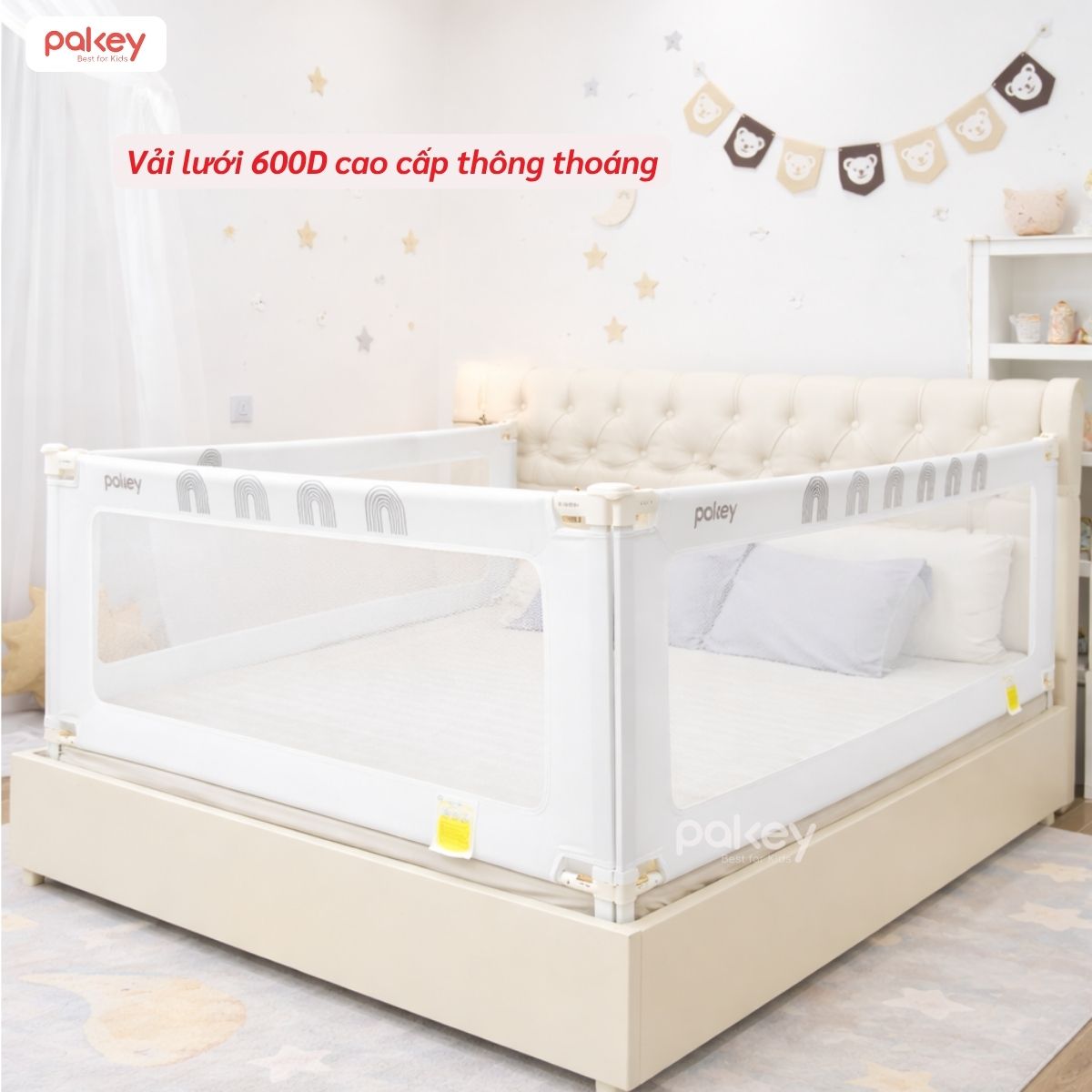 Combo thanh chắn giường 1m6x1m8 Pakey - G600B màu trắng 60 Combo thanh chắn giường 1m6x1m8 Pakey