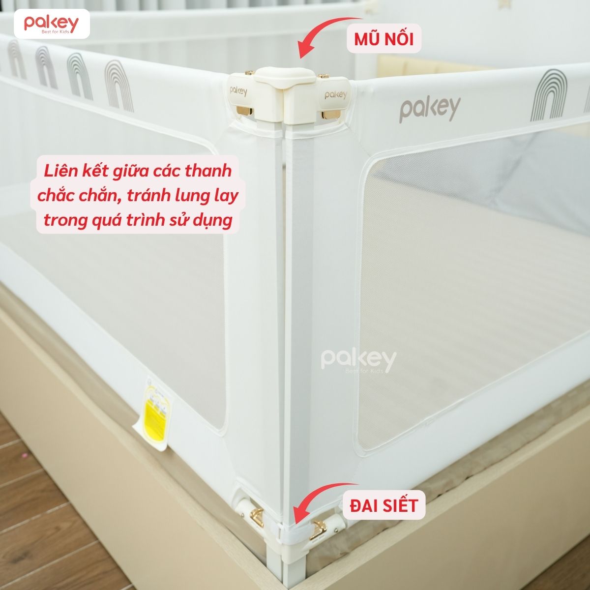 Combo thanh chắn giường 1m6x1m8 Pakey - G600B màu trắng 57 Combo thanh chắn giường 1m6x1m8 Pakey