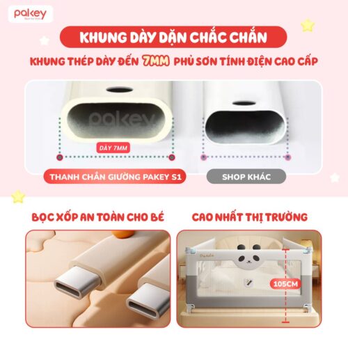 Combo thanh chắn giường 1m6x2m Pakey