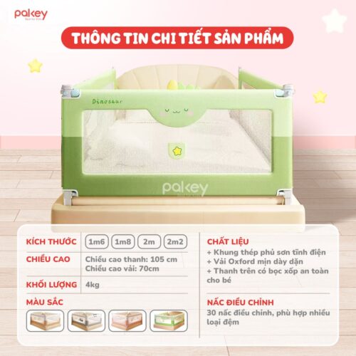 Combo thanh chắn giường 1m6x2m Pakey
