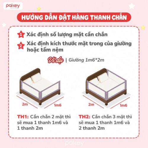 Combo thanh chắn giường 1m6x2m Pakey