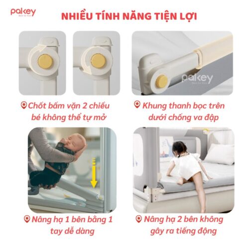 Thanh chắn giường Pakey SV1 Premium màu hồng