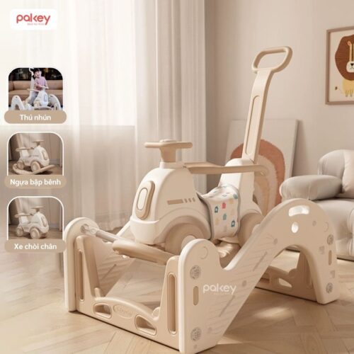 Set bập bênh liên hoàn kèm cầu trượt RH04 26 Set vận động liên hoàn 6in1 cho bé Pakey