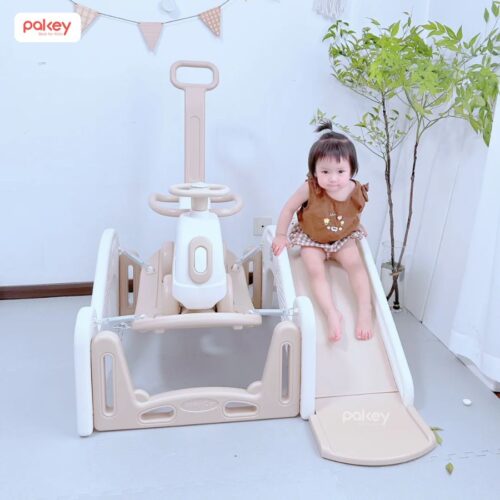 Set bập bênh liên hoàn kèm cầu trượt RH04 50 Set vận động liên hoàn 6in1 cho bé Pakey