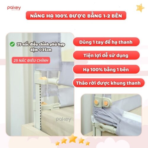 Thanh chắn giường Pakey NS2 nâng cấp