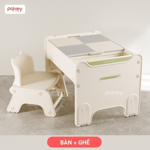 Bộ bàn học kết hợp bàn lego Pakey F22 29 Bộ bàn ghế lego cho bé Pakey F22