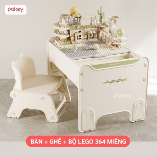 Bộ bàn học kết hợp bàn lego Pakey F22 31 Bộ bàn ghế lego cho bé Pakey F22