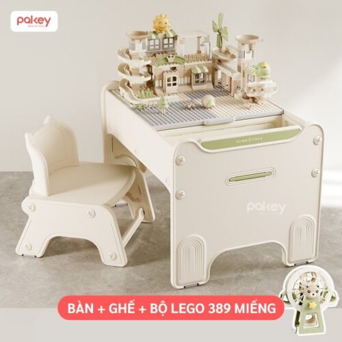 Bộ bàn học kết hợp bàn lego Pakey F22 32 Bộ bàn ghế lego cho bé Pakey F22