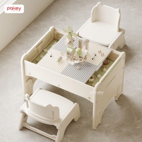 Bộ bàn học kết hợp bàn lego Pakey F22 18 Bộ bàn ghế lego cho bé Pakey F22