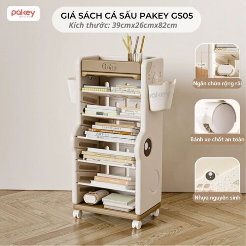 Kệ sách cho bé họa tiết cá sấu Pakey GS05