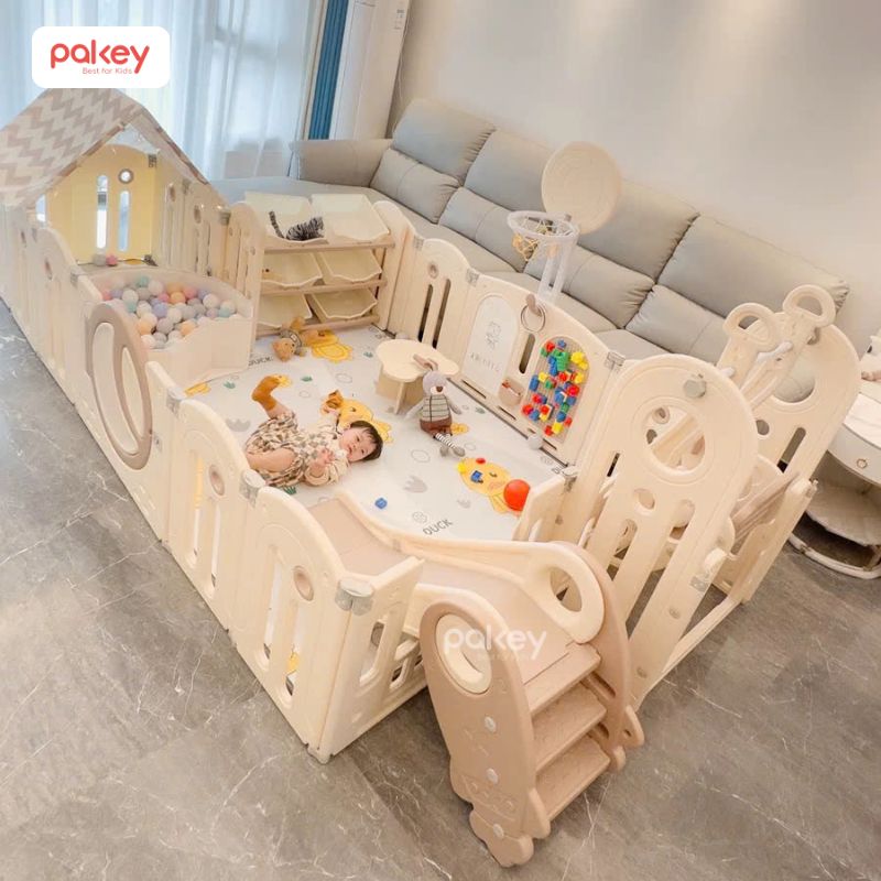 Quây cũi tạo không gian vui chơi vận động toàn diện cho bé