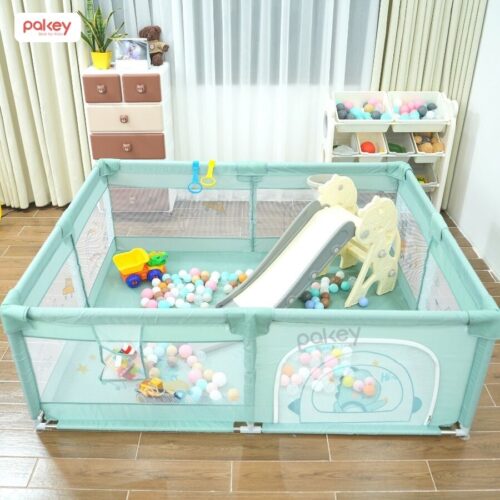 Quây bóng vải khung inox cho bé Pakey K1 - màu xanh lá 7 Quây cũi vải cho bé Pakey K1 màu xanh