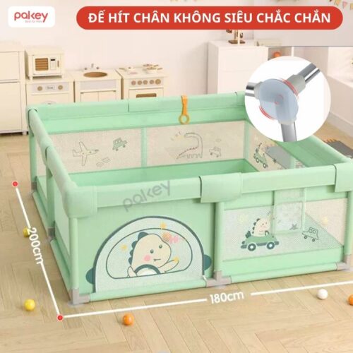 Quây bóng vải khung inox cho bé Pakey K1 - màu xanh lá 9 Quây cũi vải cho bé Pakey K1 màu xanh