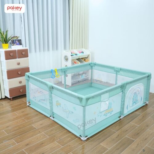 Quây cũi vải cho bé Pakey K1 màu xanh