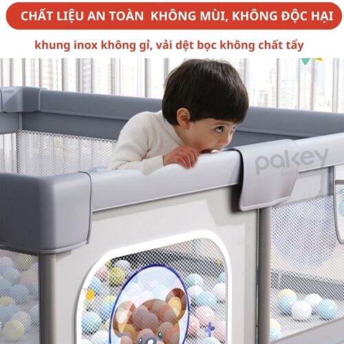 Quây cũi vải cho bé Pakey K1 - màu ghi 49 quây cũi vải cho bé Pakey K1 màu ghi