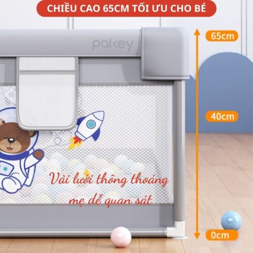 Quây cũi vải cho bé Pakey K1 - màu ghi 48 quây cũi vải cho bé Pakey K1 màu ghi