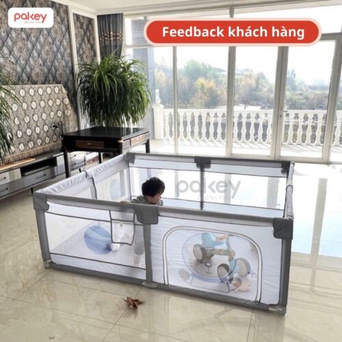 Quây cũi vải cho bé Pakey K1 - màu ghi 45 quây cũi vải cho bé Pakey K1 màu ghi