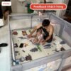 Quây cũi vải cho bé Pakey K1 - màu ghi 16 quây cũi vải cho bé Pakey K1 màu ghi
