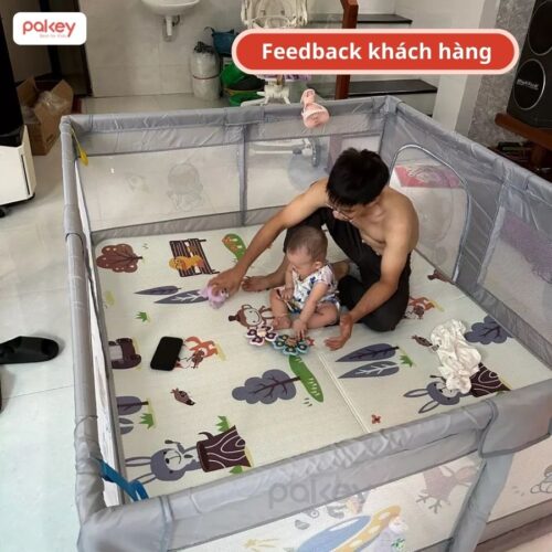 Quây cũi vải cho bé Pakey K1 - màu ghi 44 quây cũi vải cho bé Pakey K1 màu ghi
