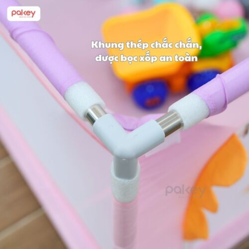 Quây bóng vải Pakey K1 - màu hồng 7 quây cũi vải cho bé Pakey K1 màu hồng