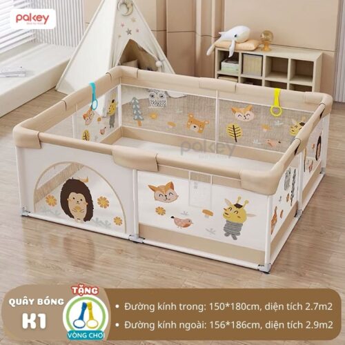 Quây cũi vải Pakey K1 - màu be 22 Quây cũi vải cho bé Pakey K1 màu be