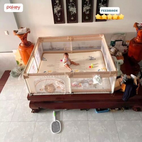Quây cũi vải Pakey K1 - màu be 20 Quây cũi vải cho bé Pakey K1 màu be