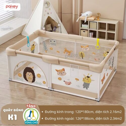 Quây cũi vải Pakey K1 - màu be 21 Quây cũi vải cho bé Pakey K1 màu be
