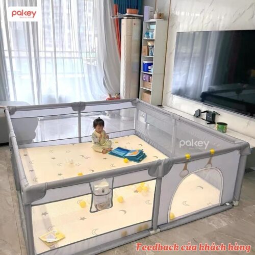 Quây cũi vải Pakey K2 - màu ghi 14 Quây cũi vải Pakey K2 - màu ghi