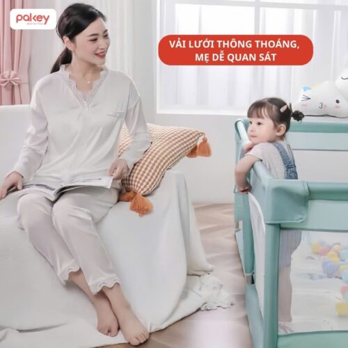 Quây cũi vải Pakey K2 - màu ghi 21 Quây cũi vải Pakey K2 - màu ghi