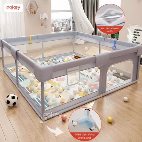 Quây cũi vải Pakey K2 - màu ghi 16 Quây cũi vải Pakey K2 - màu ghi