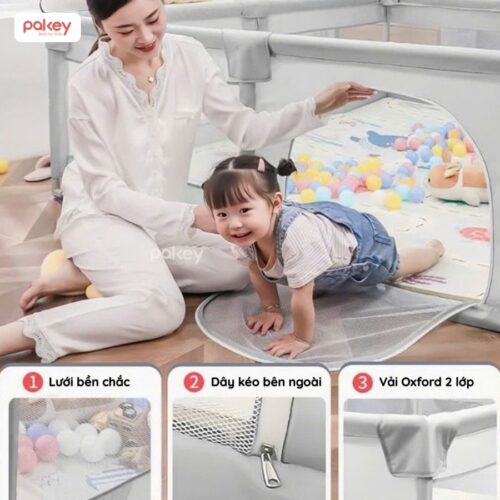 Quây cũi vải Pakey K2 - màu ghi 17 Quây cũi vải Pakey K2 - màu ghi