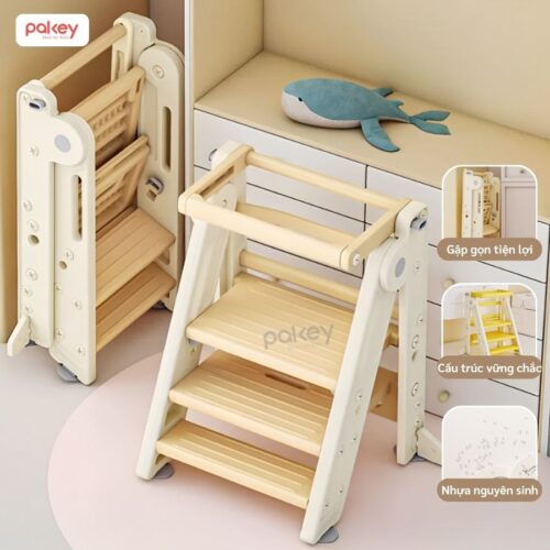 Thang tự lập đa năng cho bé Pakey C002 17 Thang kê chân tăng chiều cao cho bé - Pakey C002
