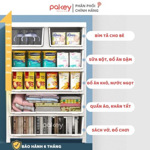 Tủ nhựa 4/5/6 tầng Pakey SK001 19 tủ nhựa đựng đồ, ngăn kéo, nhiều màu sắc Pakey SK001