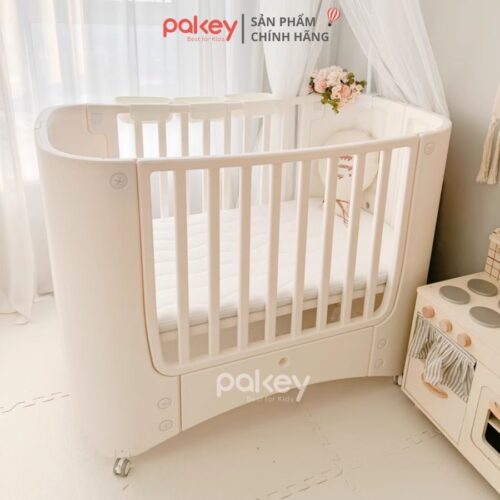 Nôi cũi nhựa Pakey kèm nệm xơ dừa