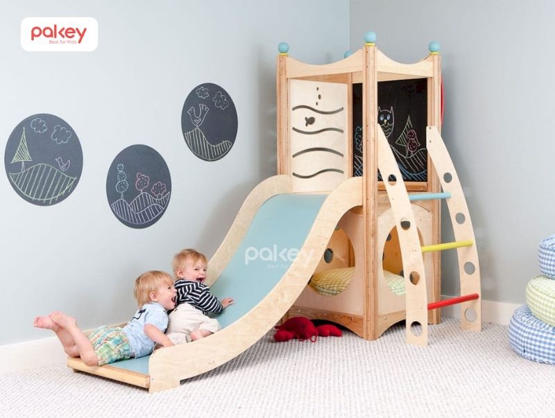 Kinh nghiệm chọn cầu trượt gỗ cho bé an toàn, tiết kiệm 9 Cầu trượt gỗ mini cho bé dưới 3 tuổi