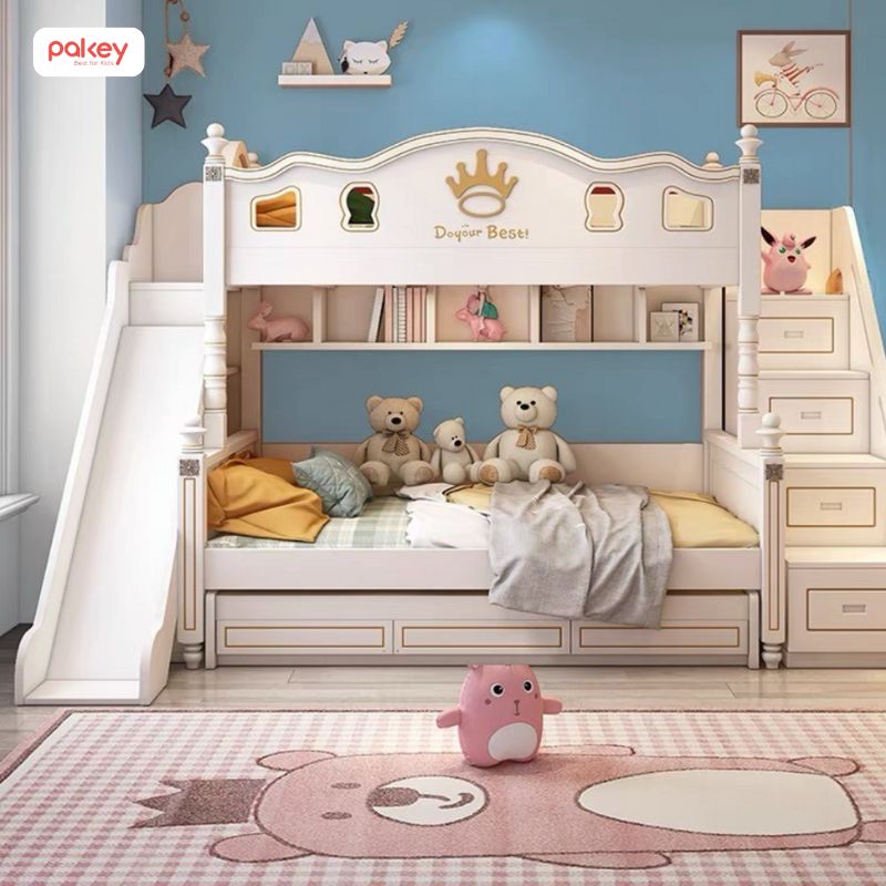 30+ mẫu giường tầng có cầu trượt cho bé thích mê 45 Giường tầng có cầu trượt cho bé gái