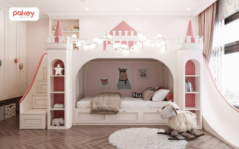 30+ mẫu giường tầng có cầu trượt cho bé thích mê 42 Giường tầng có cầu trượt cho bé gái