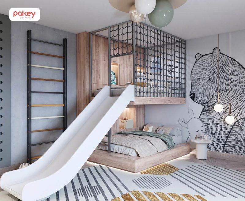 30+ mẫu giường tầng có cầu trượt cho bé thích mê 51 Giường tầng có cầu trượt cho bé trai