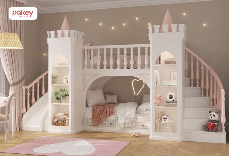 30+ mẫu giường tầng có cầu trượt cho bé thích mê 41 Giường tầng có cầu trượt cho bé gái