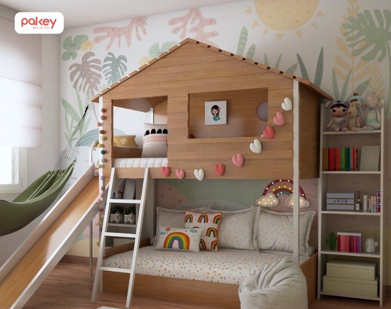 30+ mẫu giường tầng có cầu trượt cho bé thích mê 43 Giường tầng có cầu trượt cho bé gái