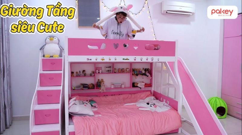 30+ mẫu giường tầng có cầu trượt cho bé thích mê 39 Giường tầng có cầu trượt cho bé gái