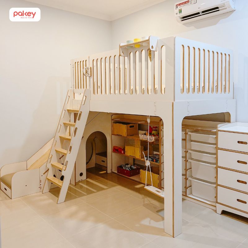 30+ mẫu giường tầng có cầu trượt cho bé thích mê 62 Giường tầng có cầu trượt cho bé trai