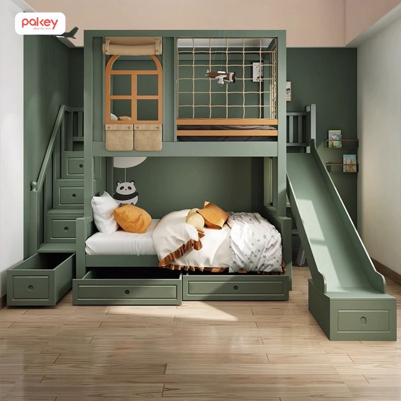 30+ mẫu giường tầng có cầu trượt cho bé thích mê 63 Giường tầng có cầu trượt cho bé trai
