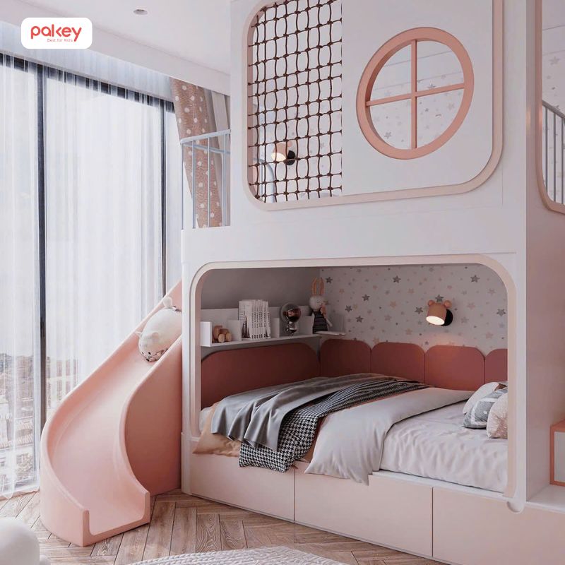 30+ mẫu giường tầng có cầu trượt cho bé thích mê 48 Giường tầng có cầu trượt cho bé gái