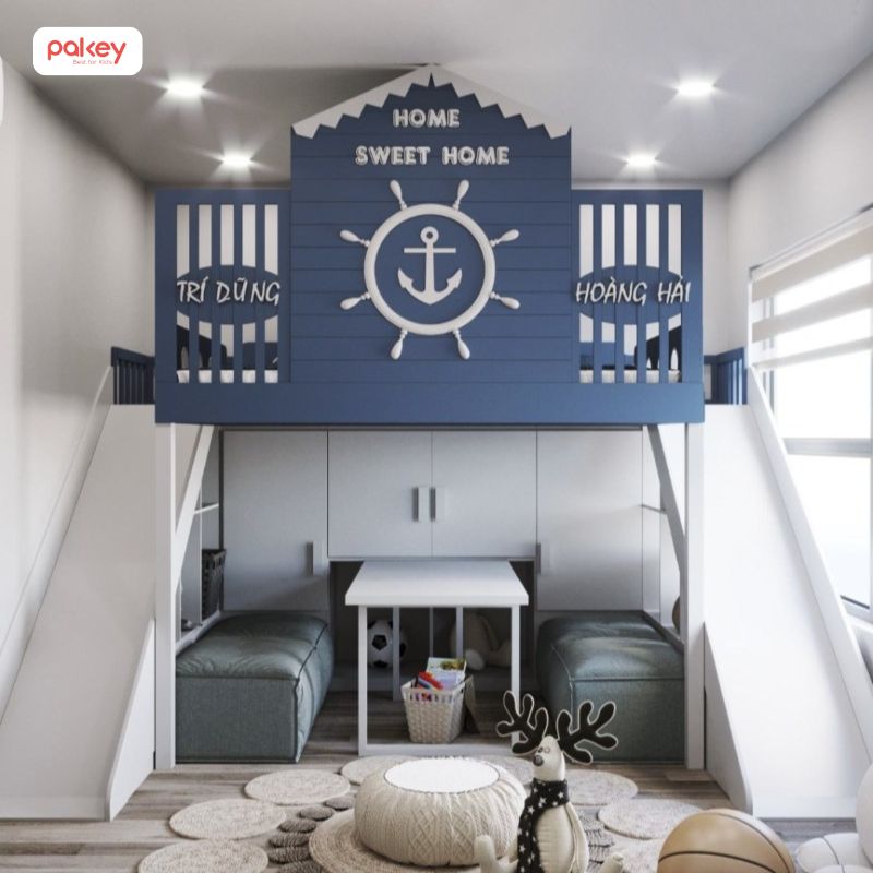 30+ mẫu giường tầng có cầu trượt cho bé thích mê 58 Giường tầng có cầu trượt cho bé trai