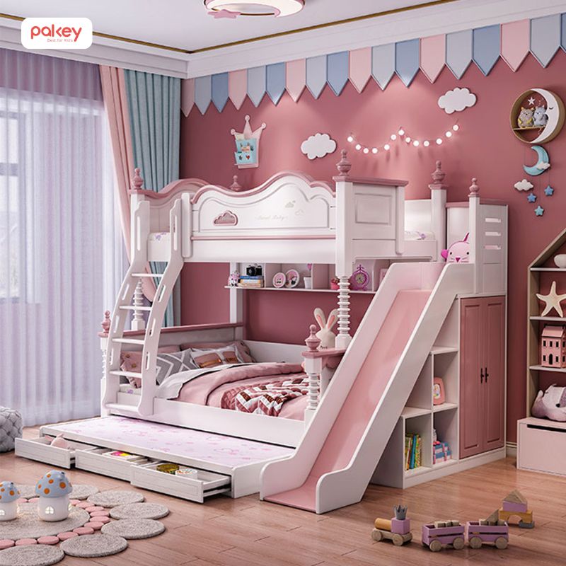 30+ mẫu giường tầng có cầu trượt cho bé thích mê 44 Giường tầng có cầu trượt cho bé gái