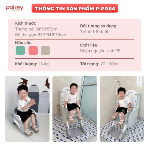 Nắp bồn cầu kèm thang kê chân cho bé Pakey P-PC04 16 Nắp thu nhỏ bồn cầu kèm thang kê chân Pakey P-PC04